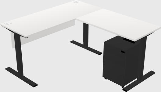 Sit-to-stand l-shaped desk