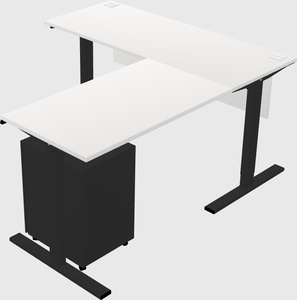Sit-to-stand l-shaped desk