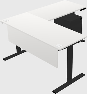 Sit-to-stand l-shaped desk