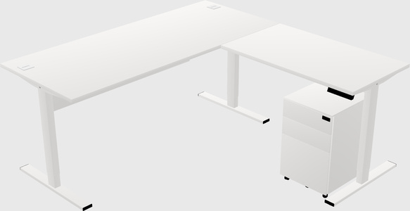 Mesa em forma de l sit-to-stand