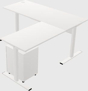Mesa em forma de l sit-to-stand