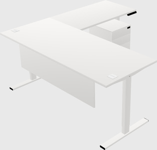 Mesa em forma de l sit-to-stand