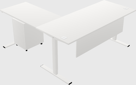 Mesa em forma de l sit-to-stand