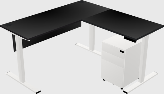 Sit-to-stand l-shaped desk
