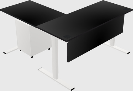 Sit-to-stand l-shaped desk