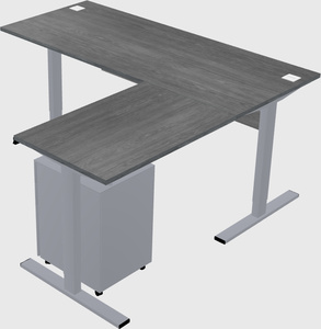 Sit-to-stand l-shaped desk