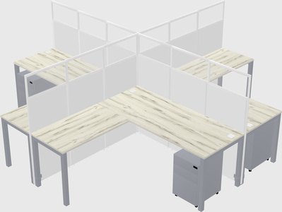Shared l-shaped cubicles