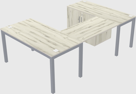 U-shaped desk + cabinet