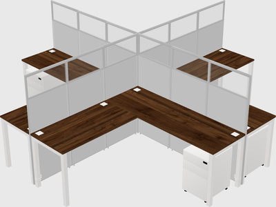 Shared l-shaped cubicles