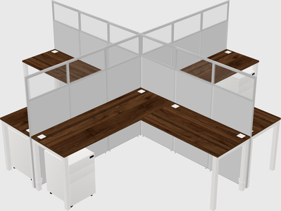 Shared l-shaped cubicles