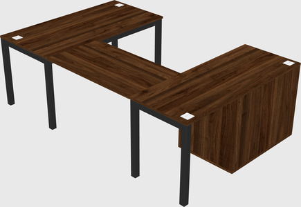 U-shaped desk + file cabinet