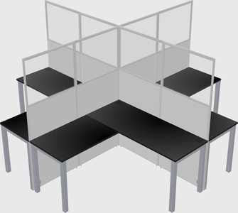Shared l-shaped cubicles