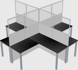 Shared l-shaped cubicles