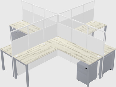 Shared l-shaped cubicles
