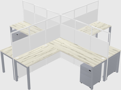 Shared l-shaped cubicles