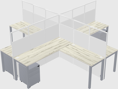 Shared l-shaped cubicles