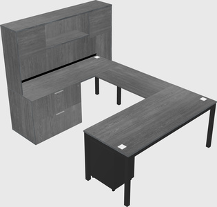 U-shaped desk + file cabinet