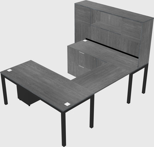 U-shaped desk + file cabinet