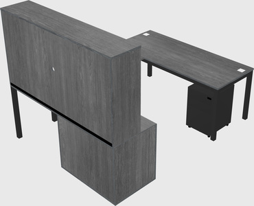 U-shaped desk + file cabinet