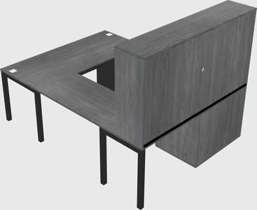 U-shaped desk + file cabinet