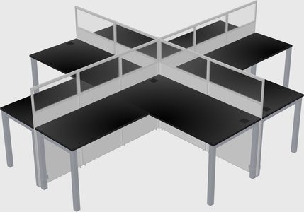 Shared l-shaped cubicles