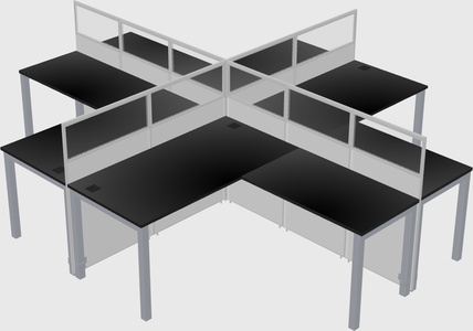 Shared l-shaped cubicles