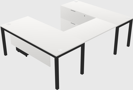 U-shaped desk + file cabinet