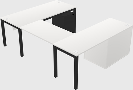 U-shaped desk + file cabinet