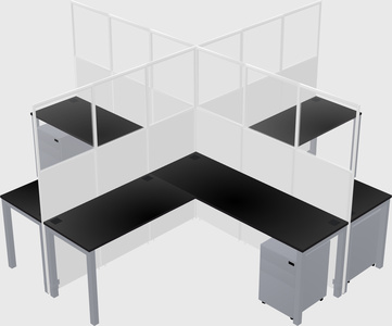 Shared l-shaped cubicles