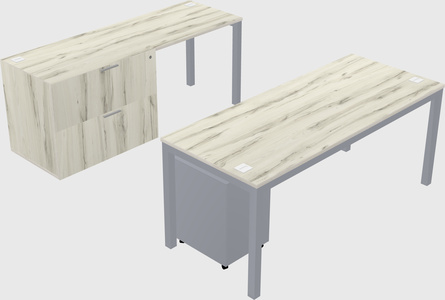 Parallel desk + file cabinet