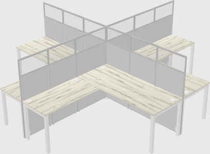 Shared l-shaped cubicles