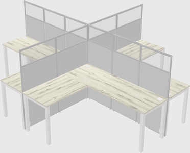 Shared l-shaped cubicles