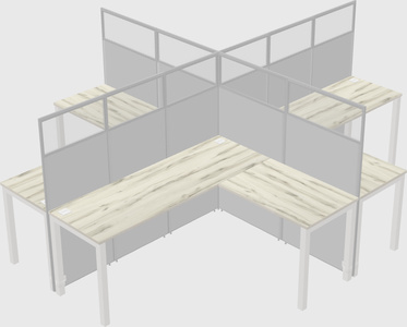 Shared l-shaped cubicles