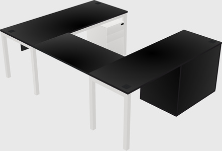 U-shaped desk + cabinet