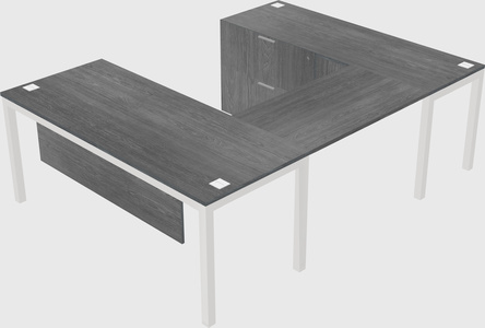 U-shaped desk + file cabinet