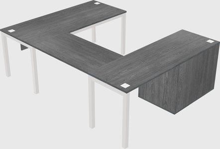 U-shaped desk + file cabinet
