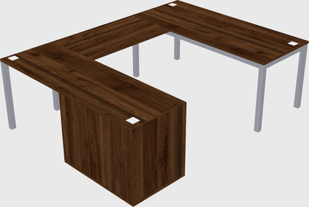 U-shaped desk + file cabinet