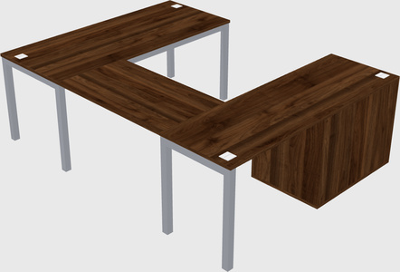 U-shaped desk + file cabinet