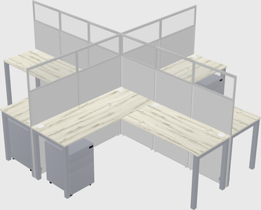 Shared l-shaped cubicles