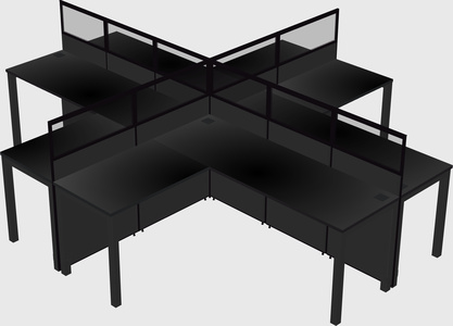 Shared l-shaped cubicles
