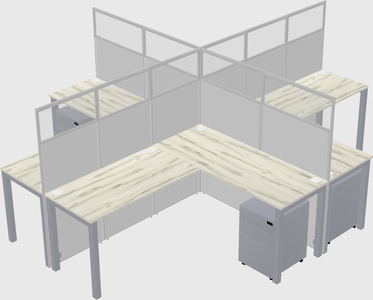 Shared l-shaped cubicles