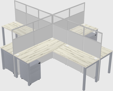 Shared l-shaped cubicles