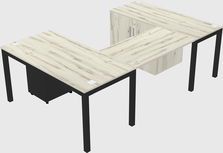 U-shaped desk + cabinet