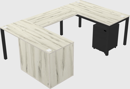 U-shaped desk + cabinet