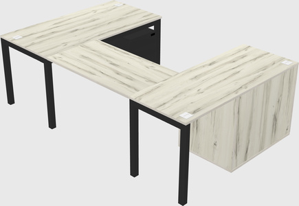 U-shaped desk + cabinet