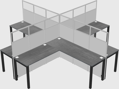 Shared l-shaped cubicles