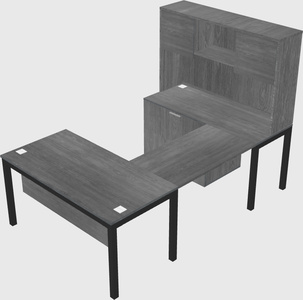 U-shaped desk + file cabinet