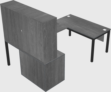 U-shaped desk + file cabinet