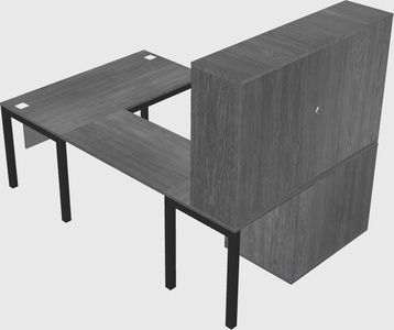U-shaped desk + file cabinet