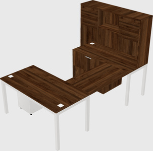 U-shaped desk + file cabinet